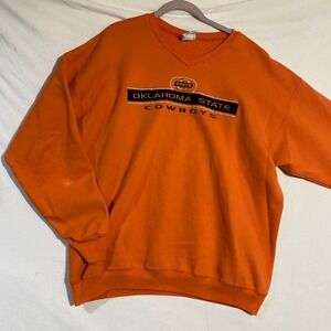 Champion Oklahoma State Cowboys Sweatshirt Mens XL Orange V-Neck Fleece Pullover